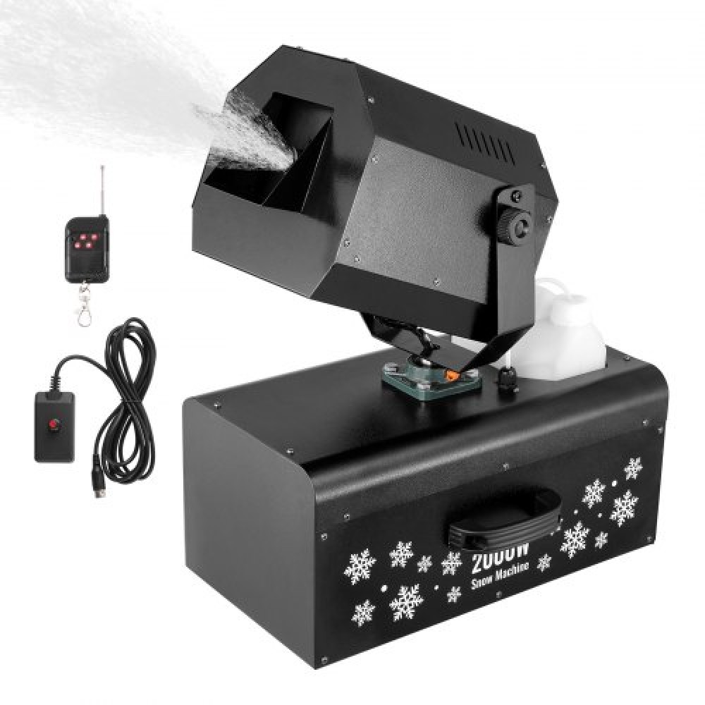 VEVOR Snow Machine, 2000W, Swing Snow Making Machine with 5L Tank, Wired & Wireless Remote Control Snowflake Maker, High Output Indoor Fake Snow Maker for Christmas Party Wedding Stage Effect