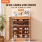 Ντουλάπα VEVOR Rattan Shoe, 5 Tiers Shoe Storage Organizer με 2 πόρτες και ρυθμιζόμενα ράφια, 40,35" Tall Rattan Storage Entryway ντουλάπι Ιδανικό για είσοδο, ντουλάπα, διάδρομο, ανοιχτόχρωμο ξύλο
