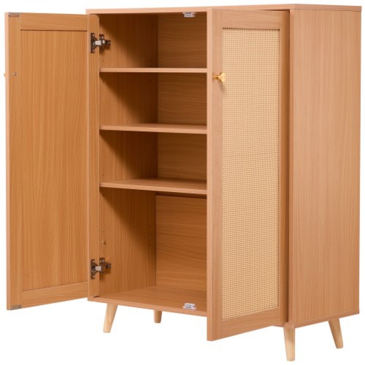 Ντουλάπα VEVOR Rattan Shoe, 5 Tiers Shoe Storage Organizer με 2 πόρτες και ρυθμιζόμενα ράφια, 40,35" Tall Rattan Storage Entryway ντουλάπι Ιδανικό για είσοδο, ντουλάπα, διάδρομο, ανοιχτόχρωμο ξύλο