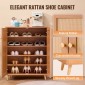 Ντουλάπα VEVOR Rattan Shoe, 5 Tiers Shoe Storage Organizer με 2 πόρτες και ρυθμιζόμενα ράφια, 40,35" Tall Rattan Storage Entryway ντουλάπι Ιδανικό για είσοδο, ντουλάπα, διάδρομο, ανοιχτόχρωμο ξύλο