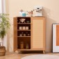 Ντουλάπα VEVOR Rattan Shoe, 5 Tiers Shoe Storage Organizer με 2 πόρτες και ρυθμιζόμενα ράφια, 40,35" Tall Rattan Storage Entryway ντουλάπι Ιδανικό για είσοδο, ντουλάπα, διάδρομο, ανοιχτόχρωμο ξύλο