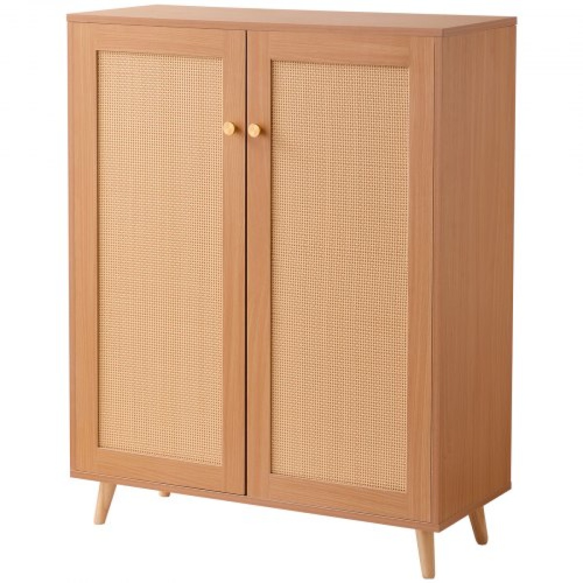 Ντουλάπα VEVOR Rattan Shoe, 5 Tiers Shoe Storage Organizer με 2 πόρτες και ρυθμιζόμενα ράφια, 40,35" Tall Rattan Storage Entryway ντουλάπι Ιδανικό για είσοδο, ντουλάπα, διάδρομο, ανοιχτόχρωμο ξύλο