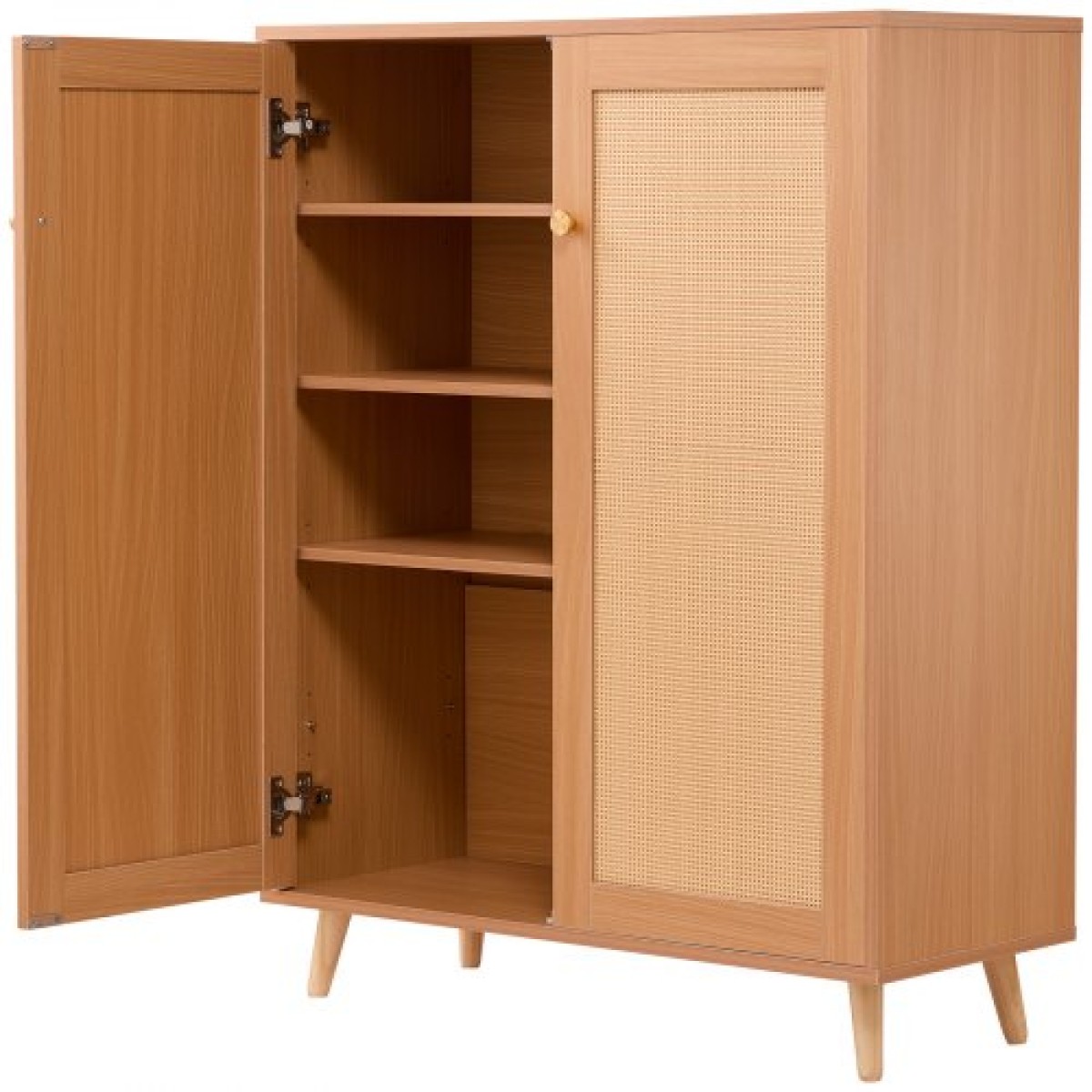 Ντουλάπα VEVOR Rattan Shoe, 5 Tiers Shoe Storage Organizer με 2 πόρτες και ρυθμιζόμενα ράφια, 40,35" Tall Rattan Storage Entryway ντουλάπι Ιδανικό για είσοδο, ντουλάπα, διάδρομο, ανοιχτόχρωμο ξύλο