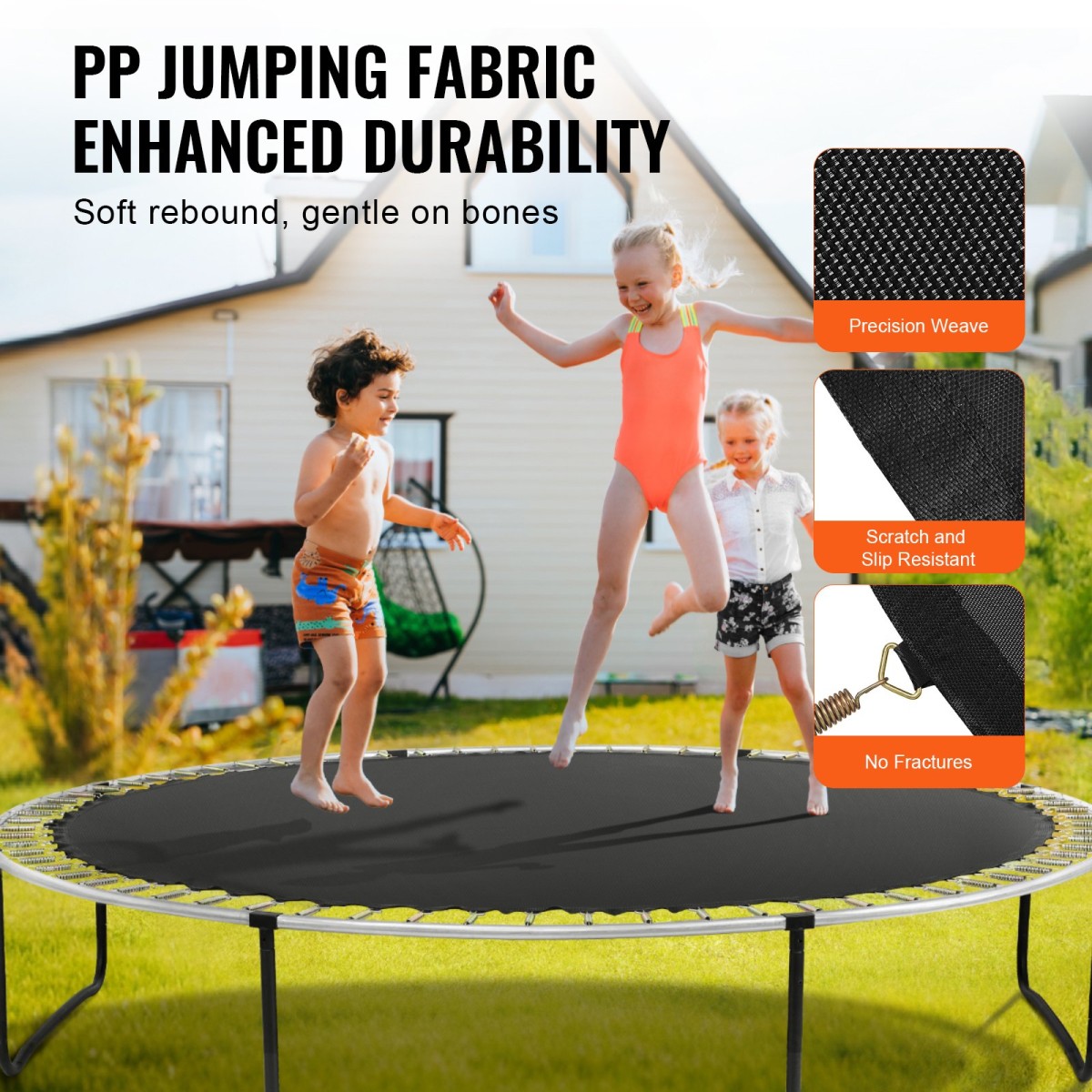 VEVOR Ανταλλακτικό πατάκι τραμπολίνου, Jumping Mat ταιριάζει σε πλαίσιο 12 ποδιών, Universal Jumping Mat για στρογγυλό τραμπολίνο 12 ποδών, Ενίσχυση ανθεκτικό στην υπεριώδη ακτινοβολία χαλάκι με ελατήριο & ανθεκτικοί δακτύλιοι V, προσαρμογή σε μήκος ε