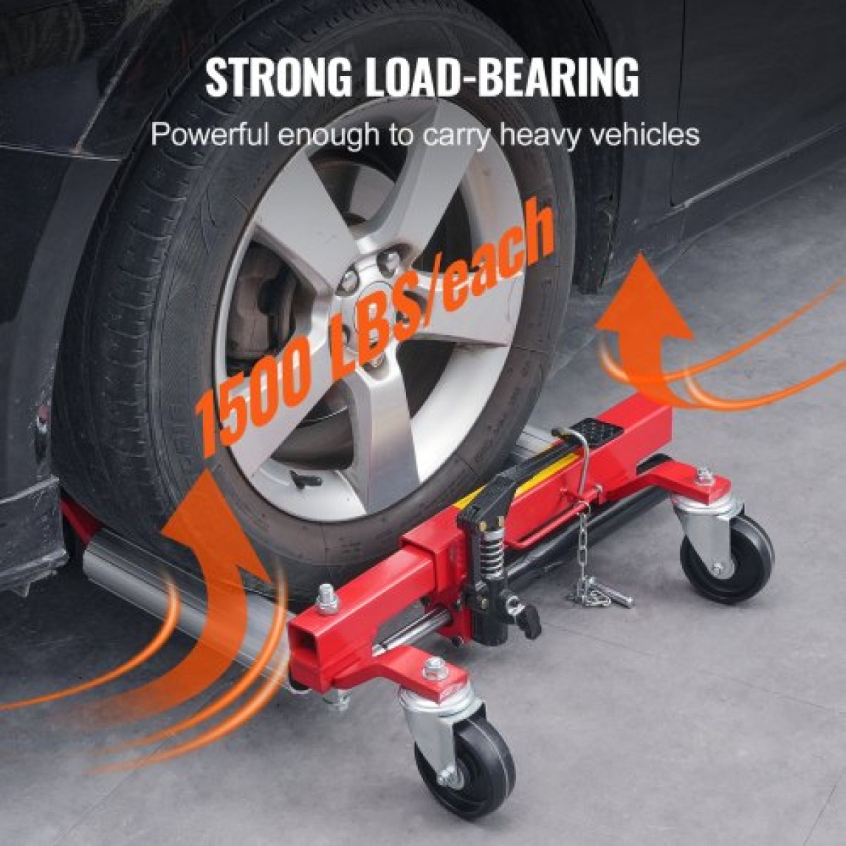 VEVOR Wheel Dolly, Max Capacity 1500 Lbs Car Dolly, Car Jack Dolly Lifter με περιστρεφόμενους τροχούς 360°, Heavy Duty Vehicle Positioning Hydraulic Tire Jack, for Vehicle Car Repair Moving, Σετ 2