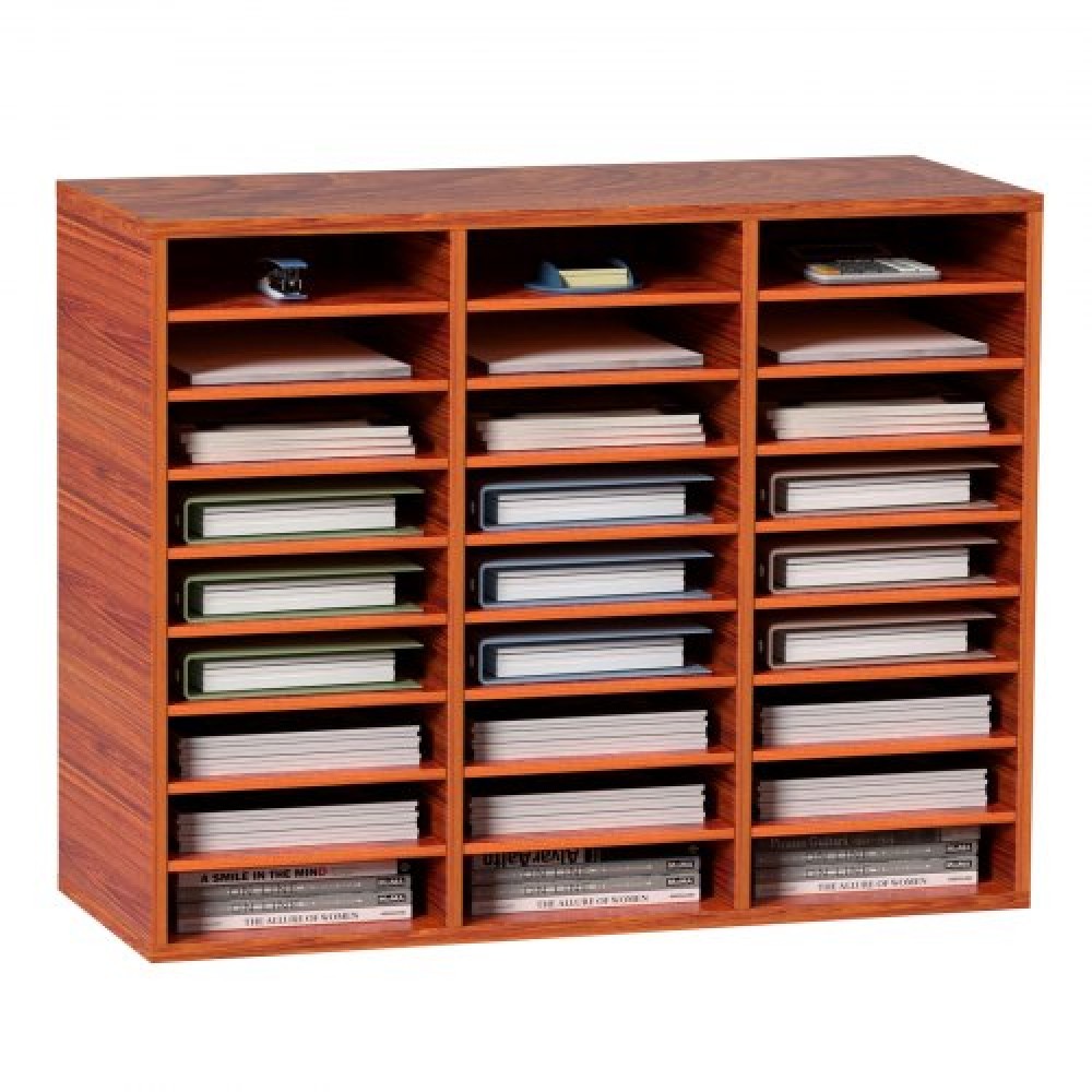 VEVOR 27 Compartments Wood Literature Organizer, Ρυθμιζόμενα ράφια, Medium Density Fiberboard Mail Center, Office Home School Storage για αρχεία, έγγραφα, χαρτιά, περιοδικά, καφέ