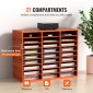 VEVOR 27 Compartments Wood Literature Organizer, Ρυθμιζόμενα ράφια, Medium Density Fiberboard Mail Center, Office Home School Storage για αρχεία, έγγραφα, χαρτιά, περιοδικά, καφέ