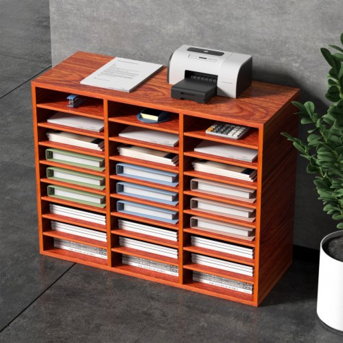 VEVOR 27 Compartments Wood Literature Organizer, Ρυθμιζόμενα ράφια, Medium Density Fiberboard Mail Center, Office Home School Storage για αρχεία, έγγραφα, χαρτιά, περιοδικά, καφέ