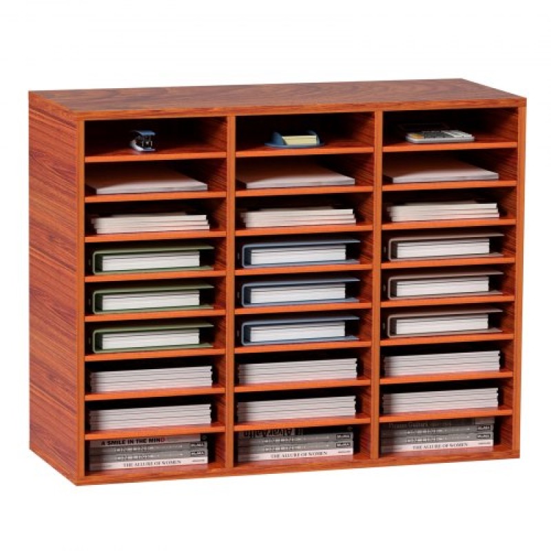 VEVOR 27 Compartments Wood Literature Organizer, Ρυθμιζόμενα ράφια, Medium Density Fiberboard Mail Center, Office Home School Storage για αρχεία, έγγραφα, χαρτιά, περιοδικά, καφέ