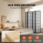VEVOR Room Divider, 4 Panel Japanese Room Divider, Wood folding Privacy Screen Indoor, Japanese Partition Dividers Φορητές διακοσμητικές οθόνες, για διαχωρισμό δωματίων Home Office Εστιατόριο & Υπνοδωμάτιο