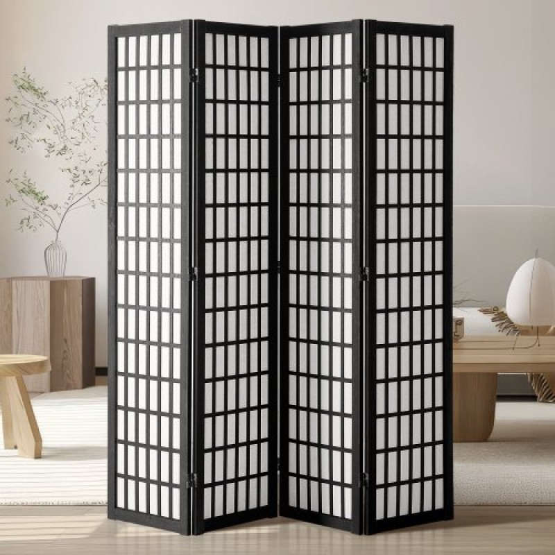 VEVOR Room Divider, 4 Panel Japanese Room Divider, Wood folding Privacy Screen Indoor, Japanese Partition Dividers Φορητές διακοσμητικές οθόνες, για διαχωρισμό δωματίων Home Office Εστιατόριο & Υπνοδωμάτιο