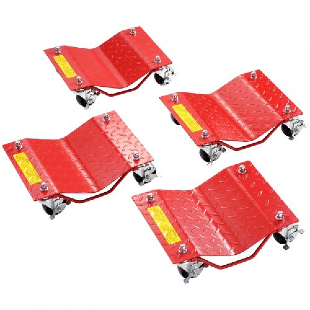 VEVOR Wheel Dolly, Χωρητικότητα 8000 lbs Heavy-Duty Car Mover, Wheel Dolly Car Tire Stake Set with Brakes, Vehicle Moving Cart Moving Cars, Trucks, Trailers, Motorcycles and Boats, Set of 4, Red