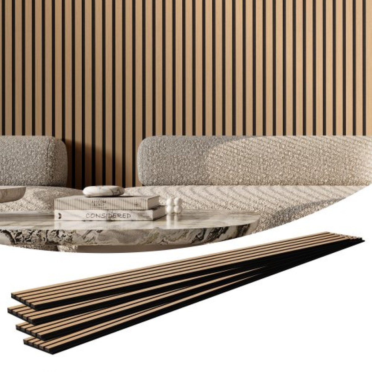Ακουστικά πάνελ VEVOR Wood Slat, 7,9 x 94,5 ίντσες, ξύλινα πάνελ τοίχου MDF Accent για μοντέρνα εσωτερική διακόσμηση τοίχων, πάνελ τοίχου από ψεύτικο ξύλο για μείωση θορύβου, ανοιχτόχρωμη δρυς