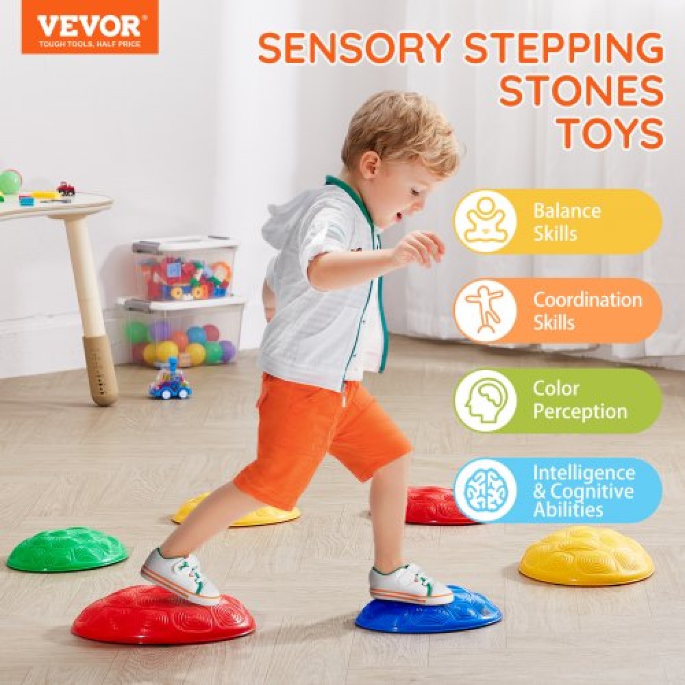 VEVOR Turtle Balance Stepping Stones, 6 ΤΕΜ, Έως 220 lbs Παιδική χελώνα που πηδούν πέτρες Steps Stones, Παιχνίδια για συντονισμό γηπέδου εμποδίων για νήπια Παιχνίδια για εσωτερικούς ή εξωτερικούς χώρους Παιχνίδι για παιδιά ηλικίας 3 4 5 6 7 8+
