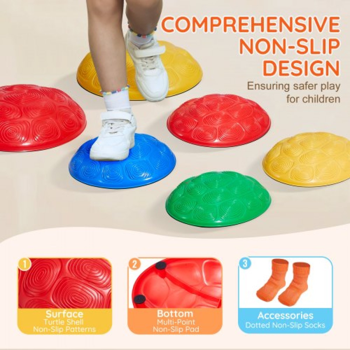 VEVOR Turtle Balance Stepping Stones, 6 ΤΕΜ, Έως 220 lbs Παιδική χελώνα που πηδούν πέτρες Steps Stones, Παιχνίδια για συντονισμό γηπέδου εμποδίων για νήπια Παιχνίδια για εσωτερικούς ή εξωτερικούς χώρους Παιχνίδι για παιδιά ηλικίας 3 4 5 6 7 8+