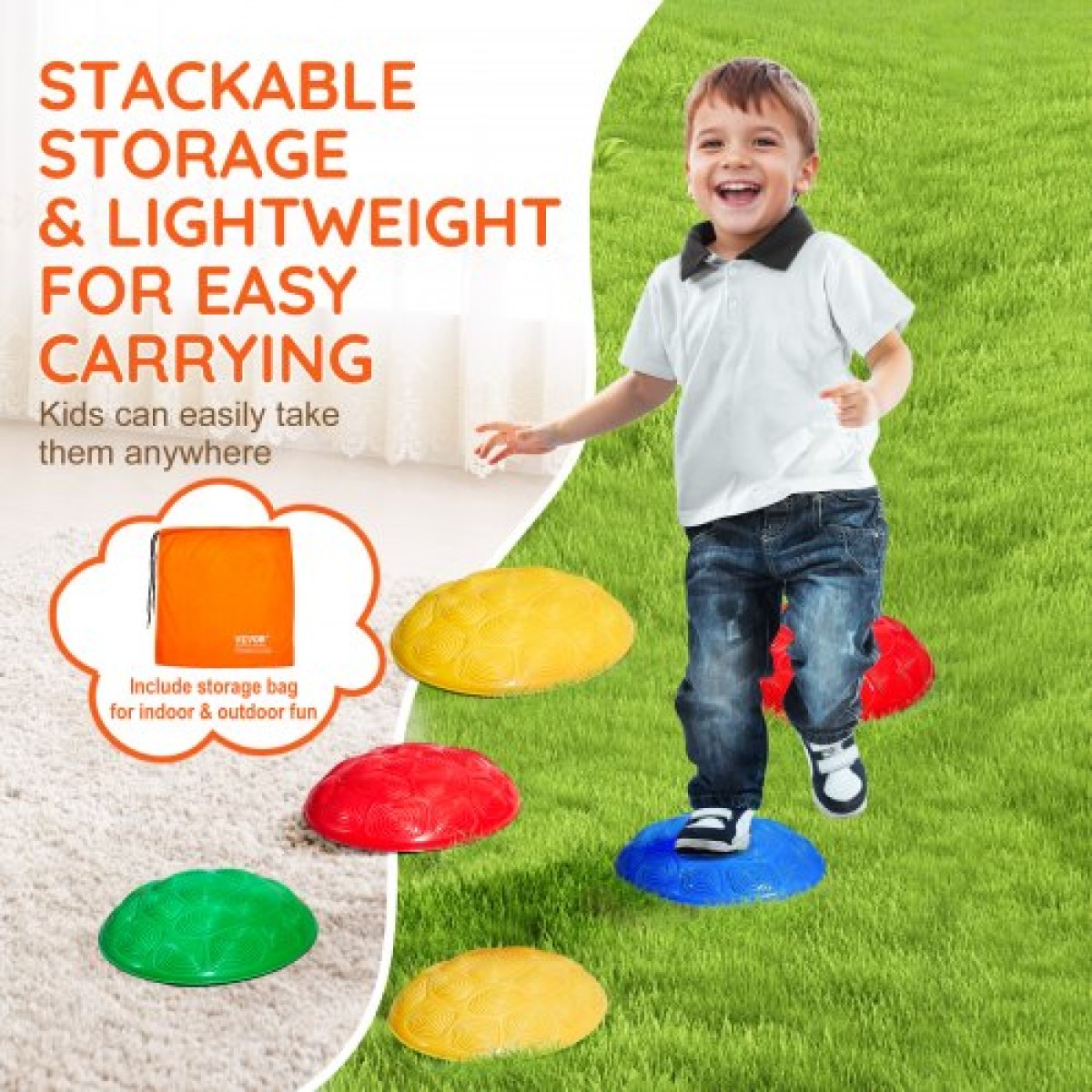 VEVOR Turtle Balance Stepping Stones, 6 ΤΕΜ, Έως 220 lbs Παιδική χελώνα που πηδούν πέτρες Steps Stones, Παιχνίδια για συντονισμό γηπέδου εμποδίων για νήπια Παιχνίδια για εσωτερικούς ή εξωτερικούς χώρους Παιχνίδι για παιδιά ηλικίας 3 4 5 6 7 8+