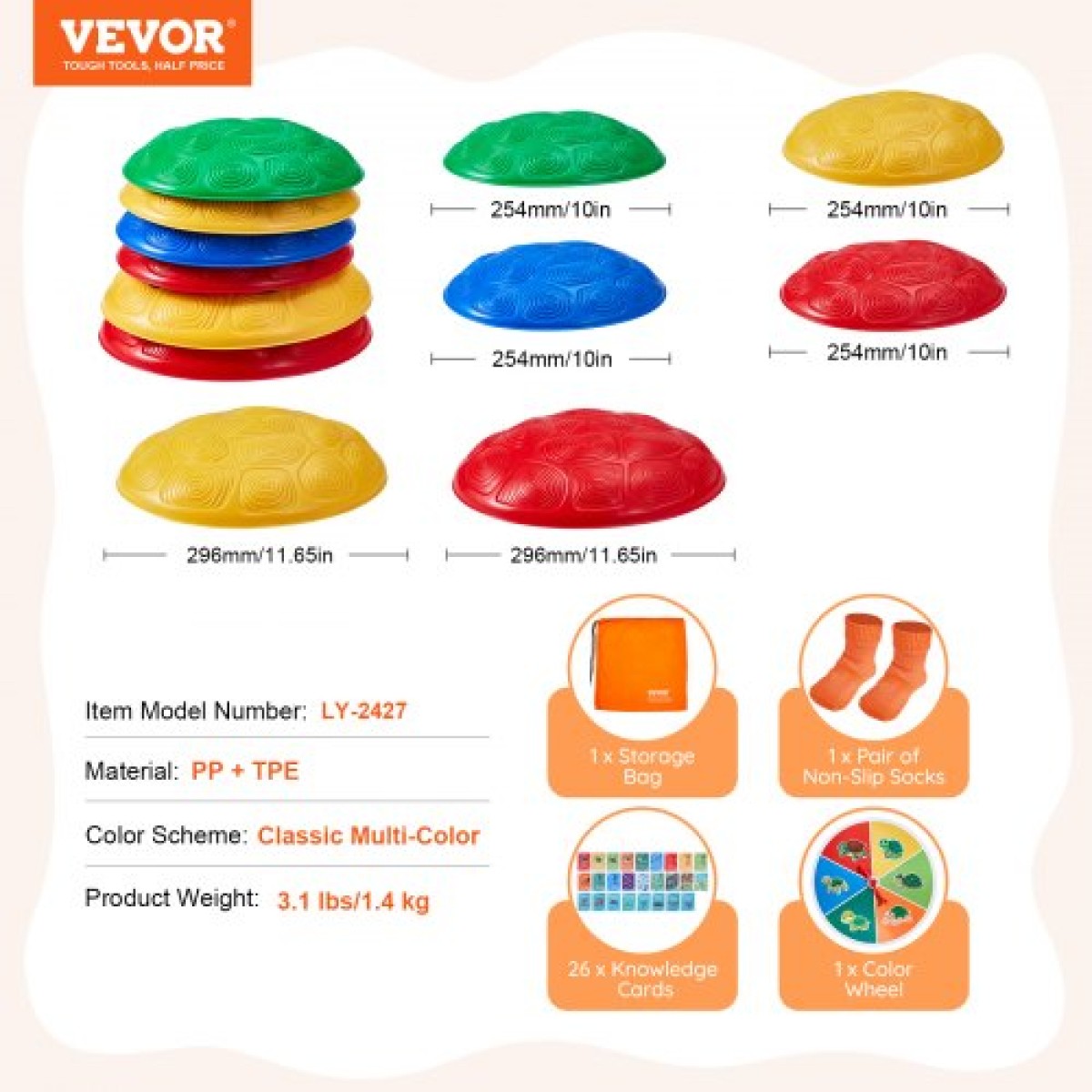 VEVOR Turtle Balance Stepping Stones, 6 ΤΕΜ, Έως 220 lbs Παιδική χελώνα που πηδούν πέτρες Steps Stones, Παιχνίδια για συντονισμό γηπέδου εμποδίων για νήπια Παιχνίδια για εσωτερικούς ή εξωτερικούς χώρους Παιχνίδι για παιδιά ηλικίας 3 4 5 6 7 8+