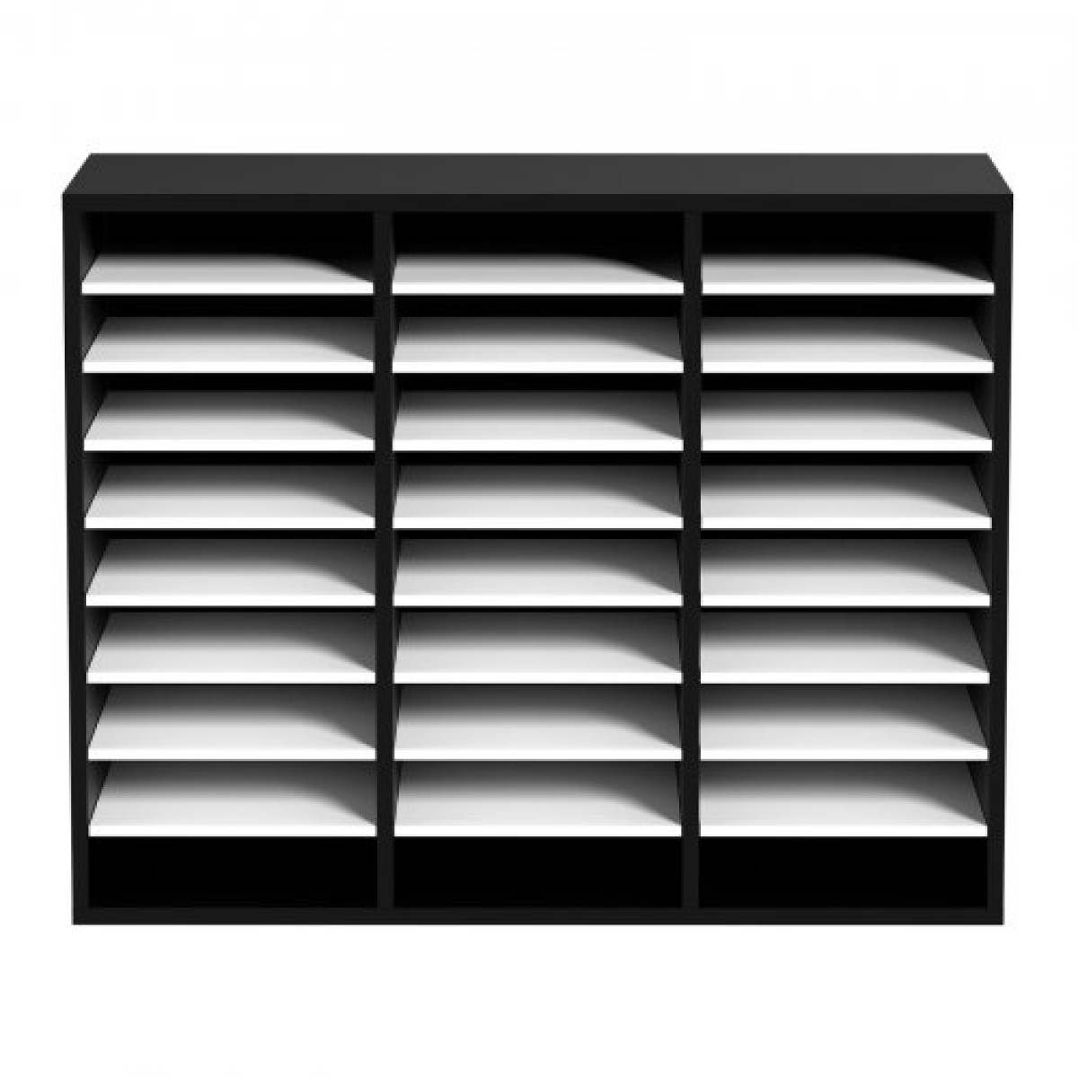 VEVOR 27 Compartments Wood Literature Organizer, Ρυθμιζόμενα ράφια, Κέντρο αλληλογραφίας από ινοσανίδες μεσαίας πυκνότητας, Office Home School Storage για αρχεία, έγγραφα, χαρτιά, περιοδικά, μαύρο+λευκό