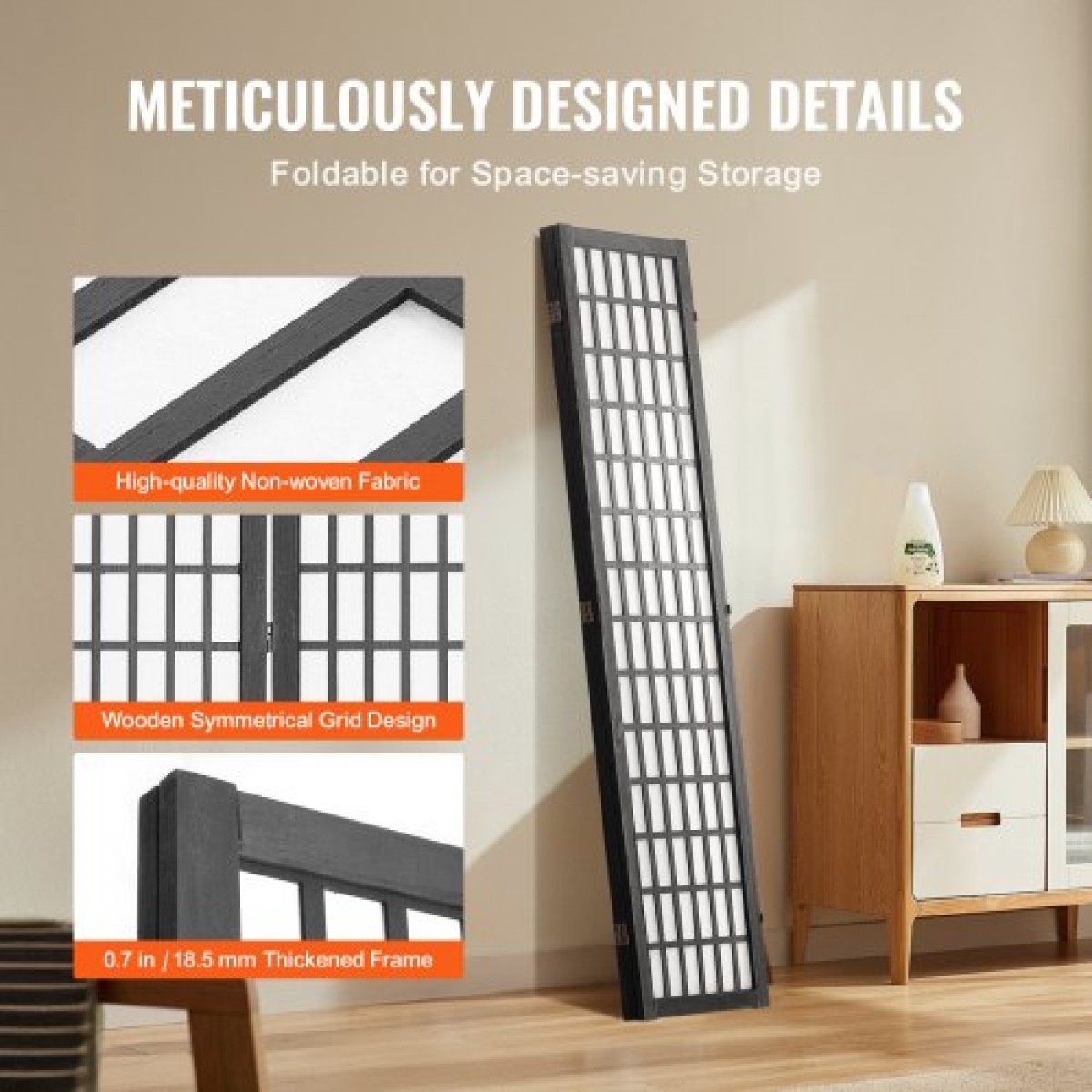 VEVOR Room Divider, 3 Panel Japanese Room Divider, Wood folding Privacy Screen Indoor, Japanese Partition Dividers Φορητές διακοσμητικές οθόνες, για Διαχωρισμό Δωματίων Οικιακό Εστιατόριο & Υπνοδωμάτιο