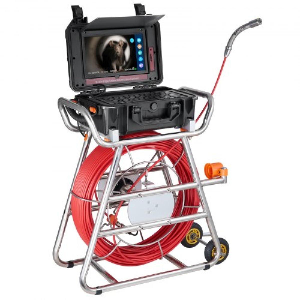 VEVOR Sewer Camera, 328 ft/100m, Αυτοεπιπεδούμενη κάμερα αποστράγγισης με οθόνη αφής 10,1", πομπός 512 Hz & μετρητής απόστασης, IP67 Snake υδραυλική κάμερα με φώτα-12 LED, κάρτα 32 GB για σωλήνα αγωγού