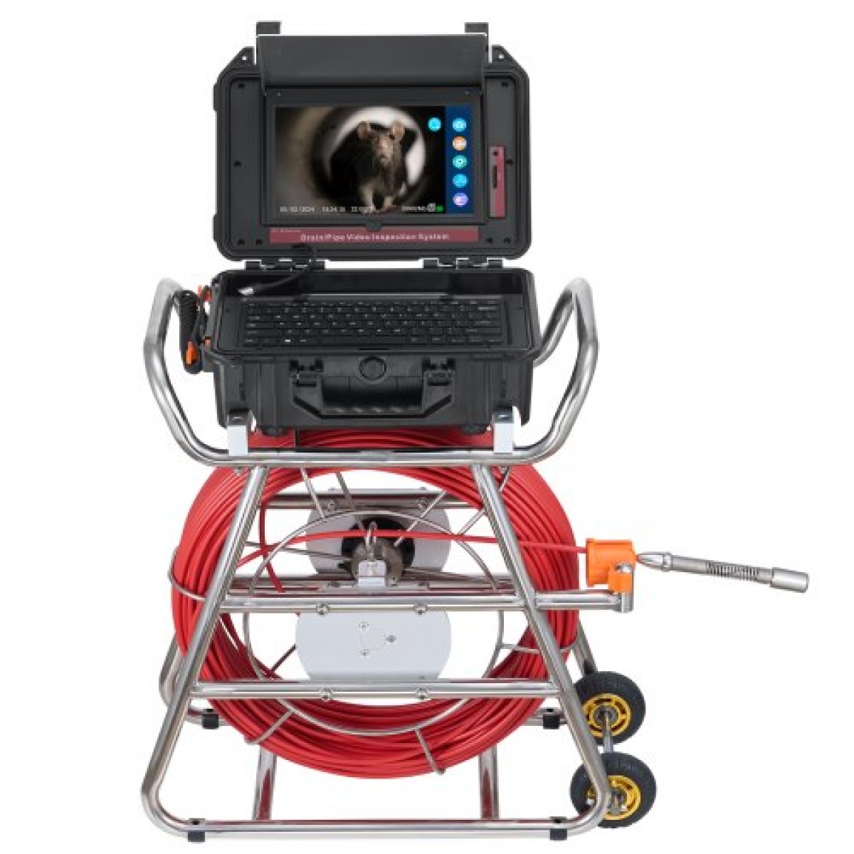 VEVOR Sewer Camera, 328 ft/100m, Αυτοεπιπεδούμενη κάμερα αποστράγγισης με οθόνη αφής 10,1", πομπός 512 Hz & μετρητής απόστασης, IP67 Snake υδραυλική κάμερα με φώτα-12 LED, κάρτα 32 GB για σωλήνα αγωγού