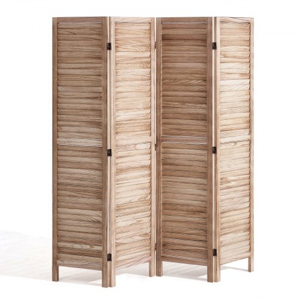 VEVOR Wood Room Divider, Ξύλινη αναδιπλούμενη οθόνη απορρήτου 4 πάνελ, 66,9 ίντσες ψηλό Ξύλινο χώρισμα εσωτερικού χώρου με περσίδες, φορητή οθόνη διακόσμησης, για διαχωρισμό δωματίων, σπίτι, γραφείο, εστιατόριο & υπνοδωμάτιο