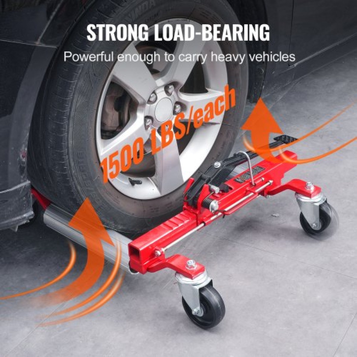 VEVOR Wheel Dolly, Max Capacity 1500 Lbs Car Dolly, Car Jack Dolly Lifter με περιστρεφόμενους τροχούς 360°, βαρέως τύπου οχήματος Ratchet Tire Jack, for Vehicle Car Auto Repair Moving, Σετ 2