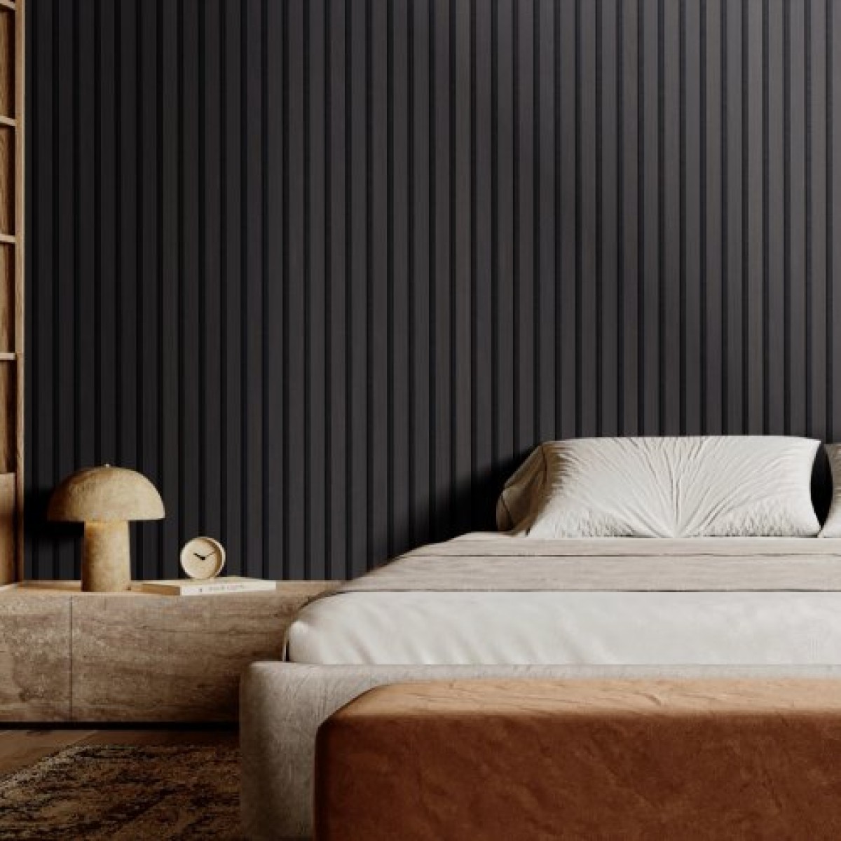 Ακουστικά πάνελ VEVOR Wood Slat, 23,6 x 47,2 ιντσών, ξύλινα πάνελ τοίχου MDF Accent για μοντέρνα εσωτερική διακόσμηση τοίχων, πάνελ τοίχου από ψεύτικο ξύλο για μείωση θορύβου, μαύρη δρυς