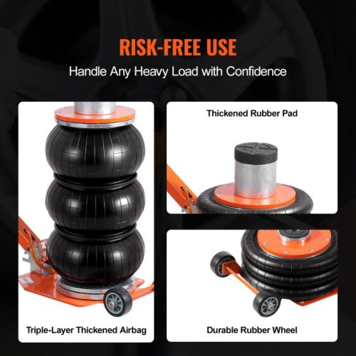 VEVOR Air Jack, 3 Ton/6600 lbs, 1-6S πνευματικός γρύλος ανύψωσης με ψηλή στήλη & ρυθμιζόμενη λαβή, συμπαγής, εύκολος στην ανύψωση και εξοικονόμηση χώρου με παχύ λαστιχένιο μαξιλαράκι, κατάλληλος για Sedan, SUV, Pickup Truck