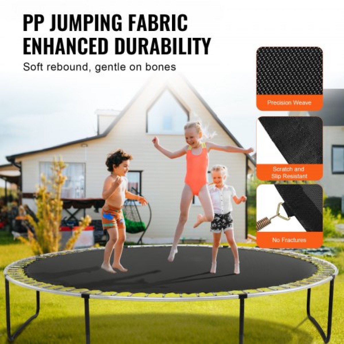 Ανταλλακτικό VEVOR πατάκι τραμπολίνου, Jumping Mat ταιριάζει σε πλαίσιο 14 ποδιών, Universal Jumping Mat για στρογγυλό τραμπολίνο 14 ποδών, Ενισχυμένο στρώμα ανθεκτικό στην υπεριώδη ακτινοβολία με ελατηριωτό εργαλείο & ανθεκτικοί δακτύλιοι V, Εφαρμογή