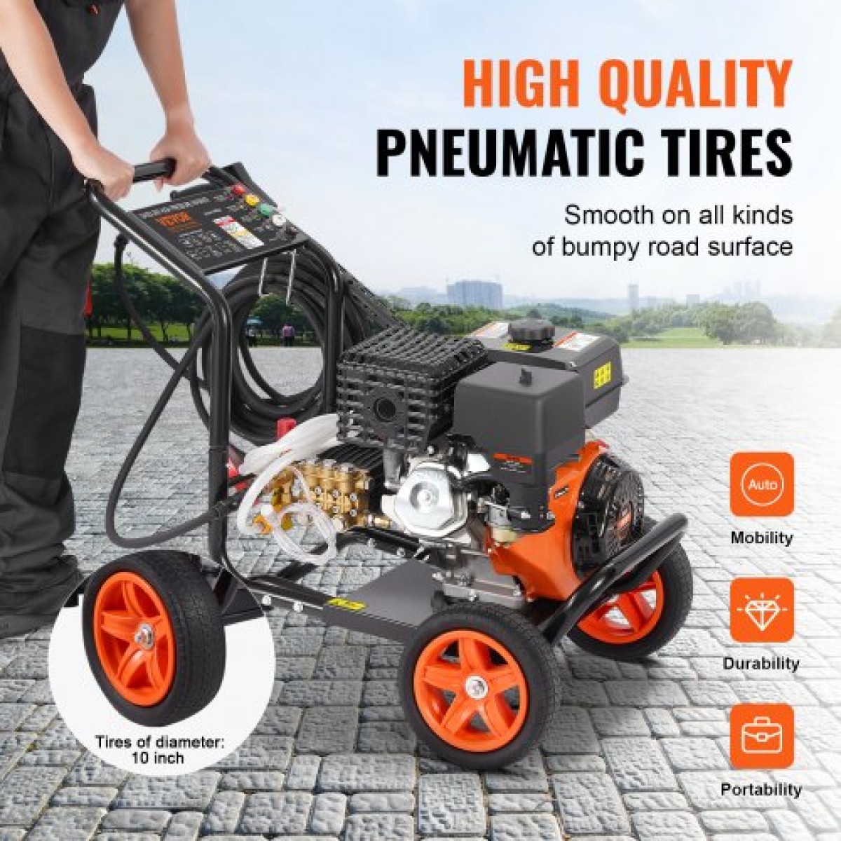 VEVOR Gas Pressure Washer, 4400 PSI 15L/min, 4 GPM Gas powered Pressure Wash with Χάλκινη αντλία, πιστόλι ψεκασμού και ράβδο επέκτασης, σετ 5 ακροφυσίων, για αυτοκίνητα, φράχτες, σπίτια, δρόμους, αυλές, έπιπλα
