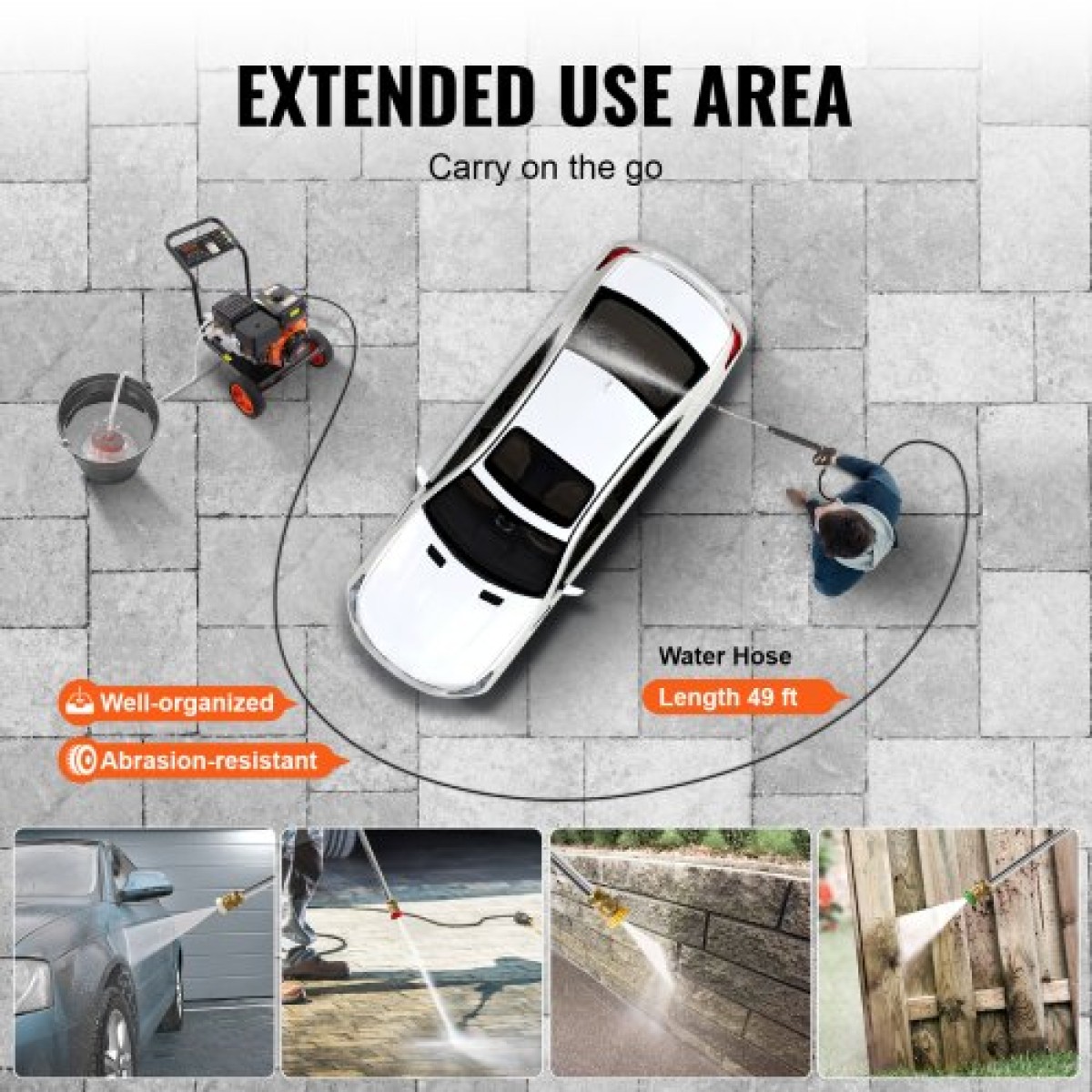 VEVOR Gas Pressure Washer, 4400 PSI 15L/min, 4 GPM Gas powered Pressure Wash with Χάλκινη αντλία, πιστόλι ψεκασμού και ράβδο επέκτασης, σετ 5 ακροφυσίων, για αυτοκίνητα, φράχτες, σπίτια, δρόμους, αυλές, έπιπλα