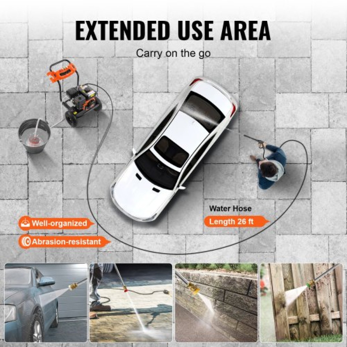 VEVOR Gas Pressure Washer, 3500 PSI 10L/min, 2,6 GPM Gas powered Pressure Washing with aluminium Pump, πιστόλι ψεκασμού και ράβδο επέκτασης, σετ 5 ακροφυσίων, για αυτοκίνητα, φράχτες, σπίτια, δρόμους, αίθρια, έπιπλα