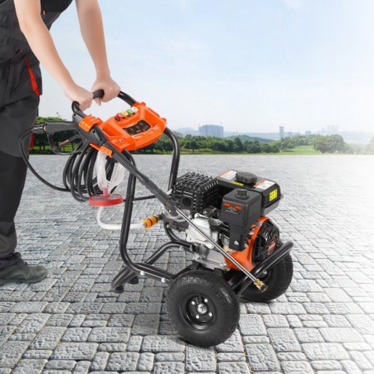 VEVOR Gas Pressure Washer, 3500 PSI 10L/min, 2,6 GPM Gas powered Pressure Washing with aluminium Pump, πιστόλι ψεκασμού και ράβδο επέκτασης, σετ 5 ακροφυσίων, για αυτοκίνητα, φράχτες, σπίτια, δρόμους, αίθρια, έπιπλα