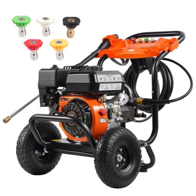 VEVOR Gas Pressure Washer, 3500 PSI 10L/min, 2,6 GPM Gas powered Pressure Washing with aluminium Pump, πιστόλι ψεκασμού και ράβδο επέκτασης, σετ 5 ακροφυσίων, για αυτοκίνητα, φράχτες, σπίτια, δρόμους, αίθρια, έπιπλα