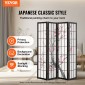 VEVOR Room Divider, Ιαπωνική οθόνη διαιρέτη δωματίων 4 πάνελ, Ξύλινη αναδιπλούμενη οθόνη ιδιωτικότητας εσωτερικού χώρου, ιαπωνικό χώρισμα φορητά διακοσμητικά διαχωριστικά, για διαχωρισμό δωματίων Home Office Εστιατόριο & Υπνοδωμάτιο