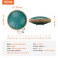 VEVOR Steel Tongue Drum, 14 in & 15 Notes, Rain Drum for Outside Garden, D Major Key, Tank Drum with 2 Mallets & Carry Bag, Hand Pan Drum Drum Percussion Instrument for Musical Education Yoga, Green