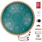 VEVOR Steel Tongue Drum, 14 in & 15 Notes, Rain Drum for Outside Garden, D Major Key, Tank Drum with 2 Mallets & Carry Bag, Hand Pan Drum Drum Percussion Instrument for Musical Education Yoga, Green