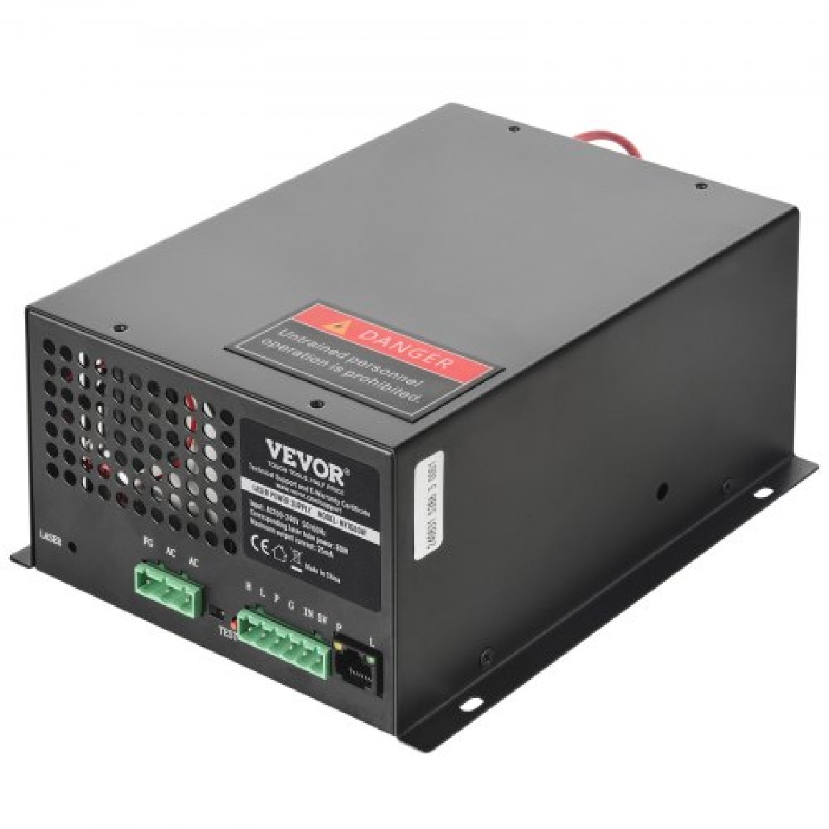 Τροφοδοτικό λέιζερ VEVOR CO2, 80W, Τροφοδοτικό για σωλήνα λέιζερ 80W, Προστασία σταθερού ρεύματος, Προστασία ανοιχτού κυκλώματος, Γρήγορη απαγωγή θερμότητας, Συμβατό για χαράκτες και κόφτες λέιζερ πολλαπλών επωνύμων