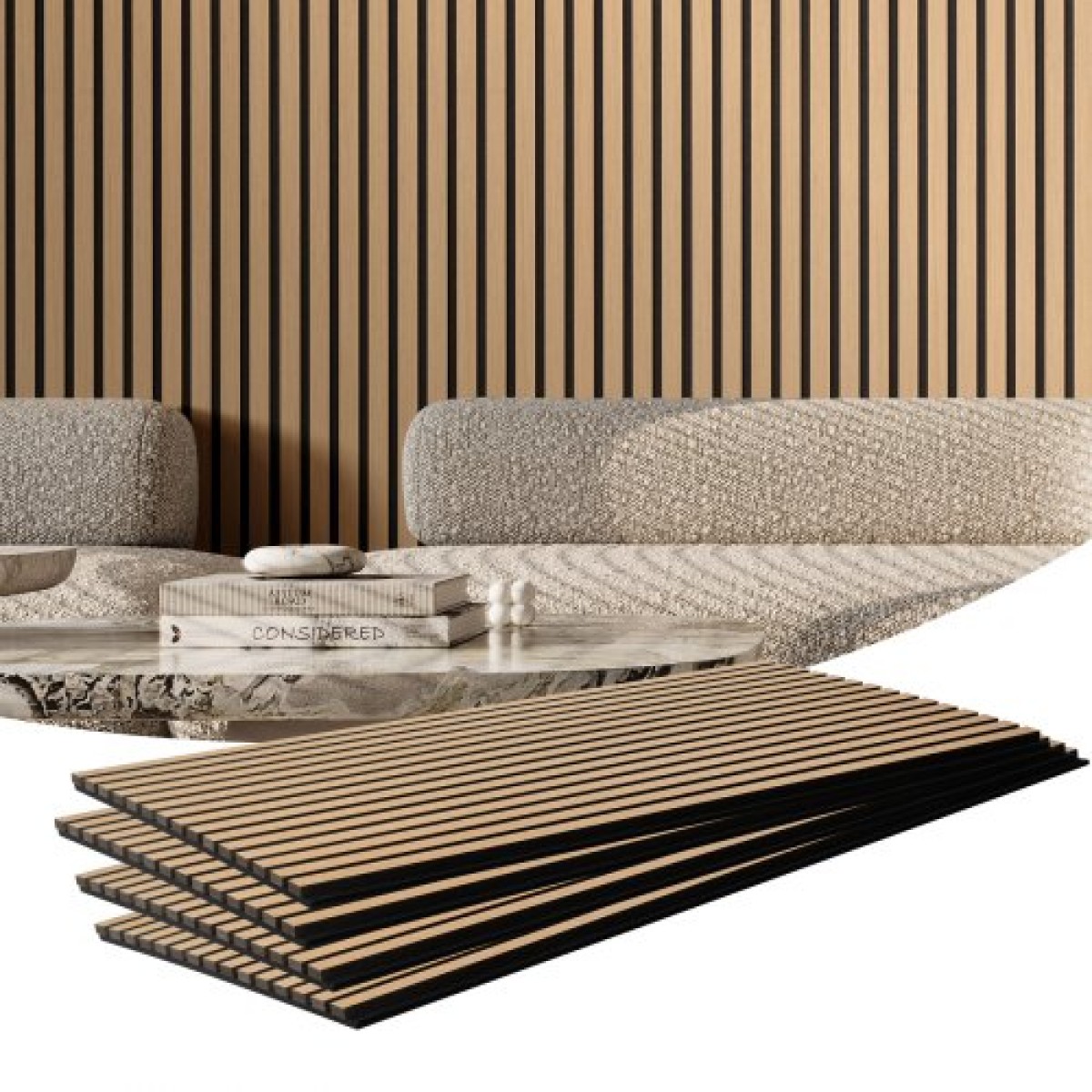 Ακουστικά πάνελ VEVOR Wood Slat, 23,6 x 47,2 ιντσών, MDF Accent Ξύλινα πάνελ τοίχου για μοντέρνα εσωτερική διακόσμηση τοίχων, πάνελ τοίχου από ψεύτικο ξύλο για μείωση θορύβου, ανοιχτόχρωμη δρυς
