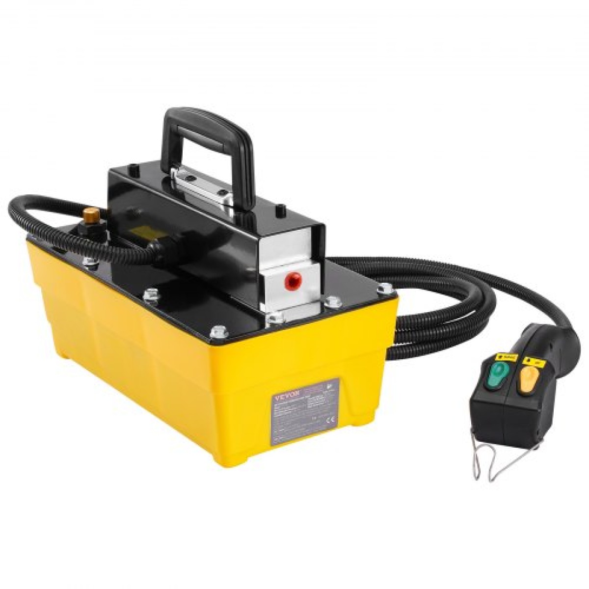 VEVOR 689 bar (10.000 PSI) υδραυλική αντλία αέρα, δεξαμενή 2,3 L (0,61 Gal), Έξοδος λαδιού NPT 9,5 mm (3/8 In), είσοδος NPT 6,4 mm (1/4 In), Πλαστική υδραυλική αντλία αέρα με τηλεχειριστήριο Automobile Actuator Actuator,