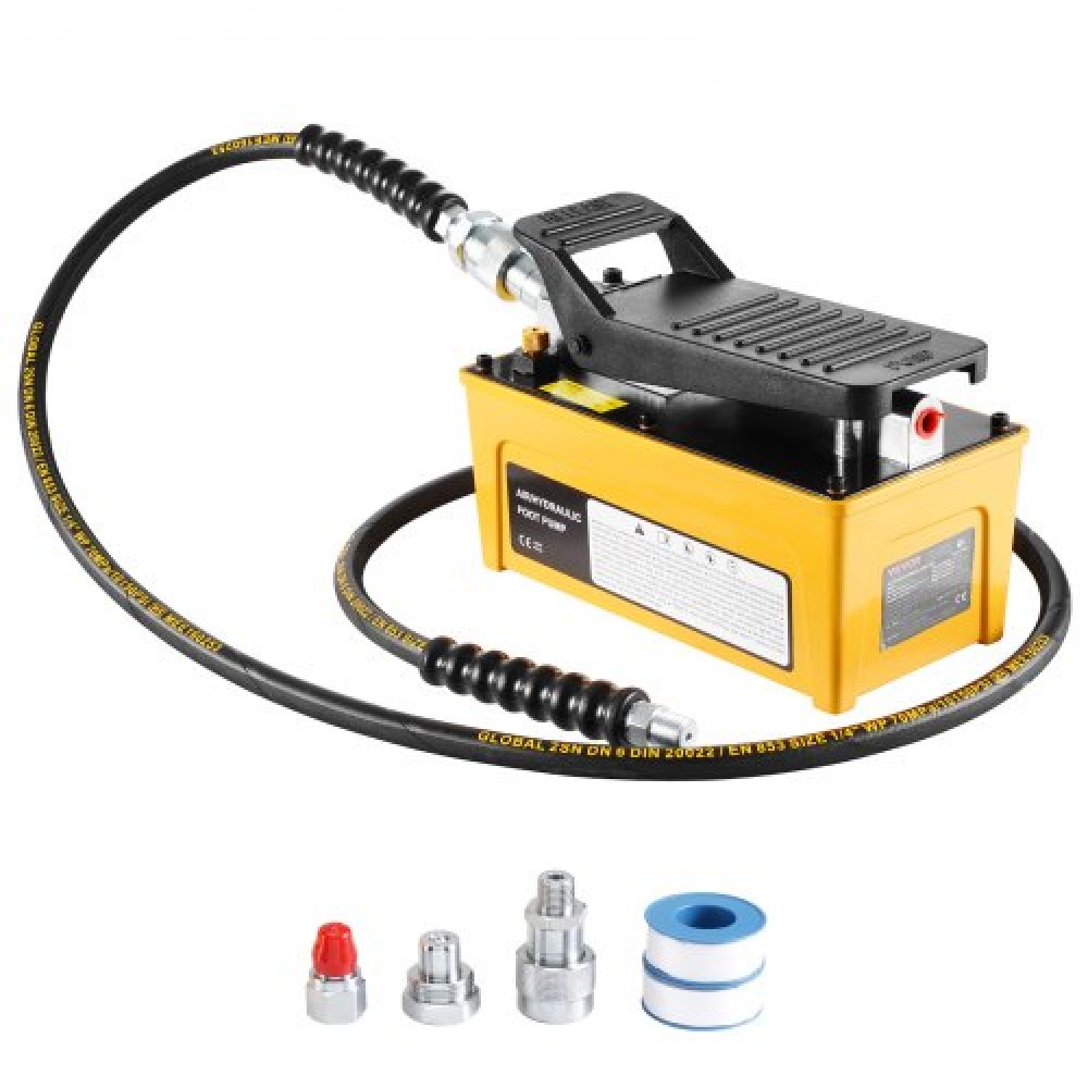 VEVOR 689 bar (10.000 PSI) Air Hydraulic Pump, 1,6 L (0,42 Gal) Reservoir, NPT 9,5mm (3/8 In) Oil Outlet, NPT 6,4mm (1/4 In), Aluminum Shell Air Actuated Treadle Foot Pump & Repair, for Automobile, Hydrau Frame Press