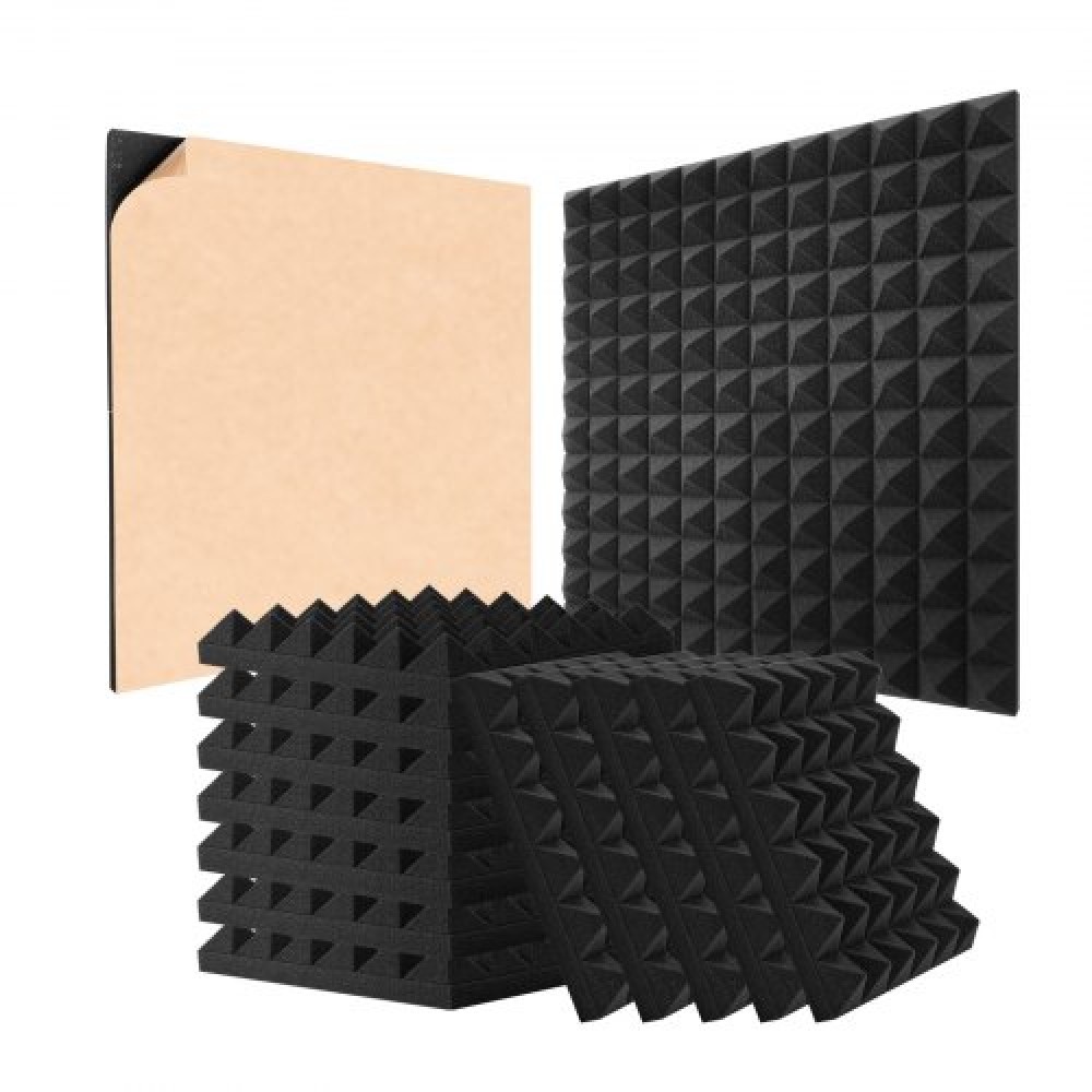 VEVOR Acoustic Foam Panels 48 Pack 12 x 12 x 2 in Adhesive for Wall Ceiling