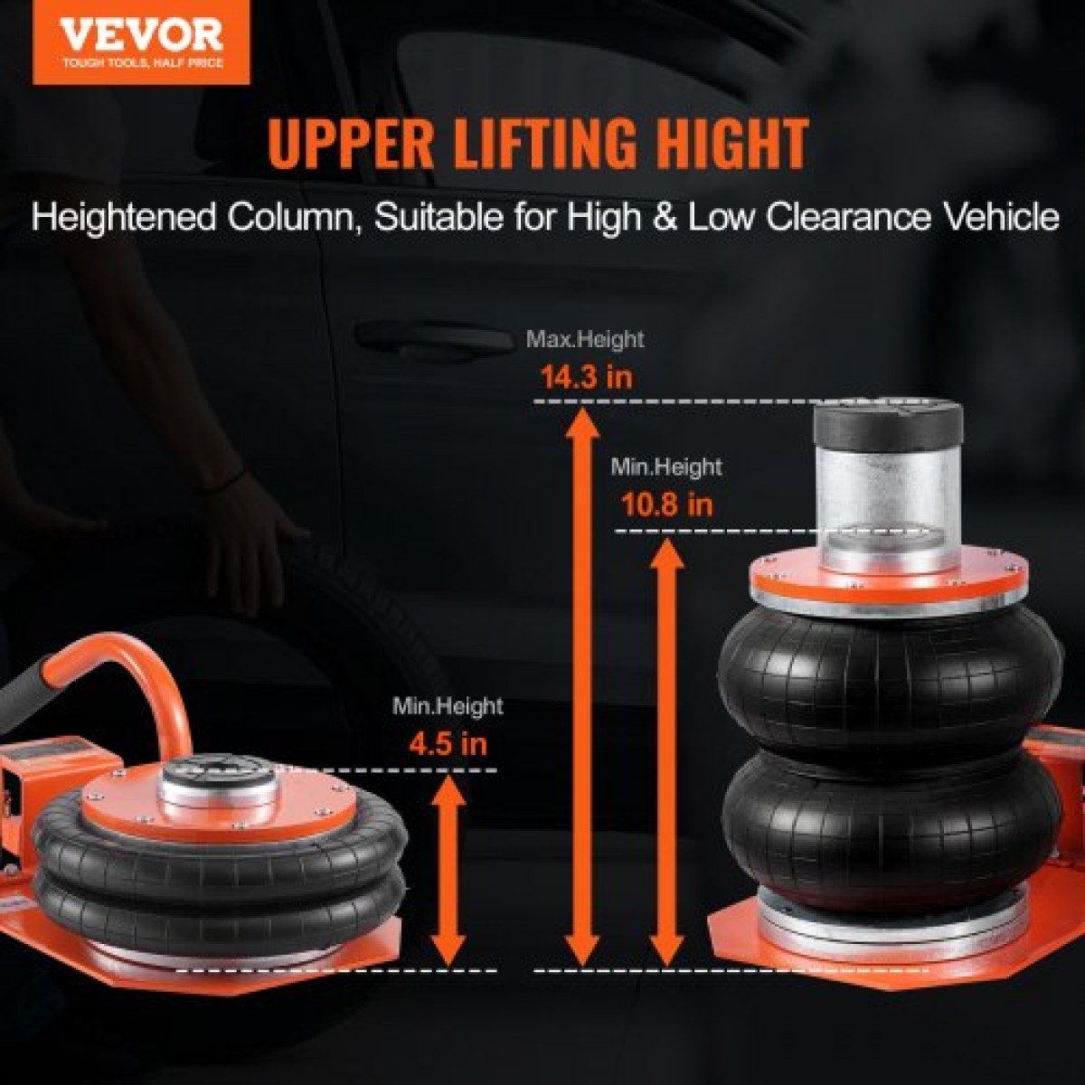 VEVOR Air Jack 3 Ton/2993,7 kg Πνευματικός γρύλος με ψηλή κολόνα για Sedan