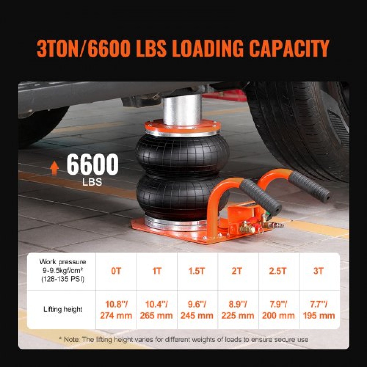 VEVOR Air Jack 3 Ton/2993,7 kg Πνευματικός γρύλος με ψηλή κολόνα για Sedan