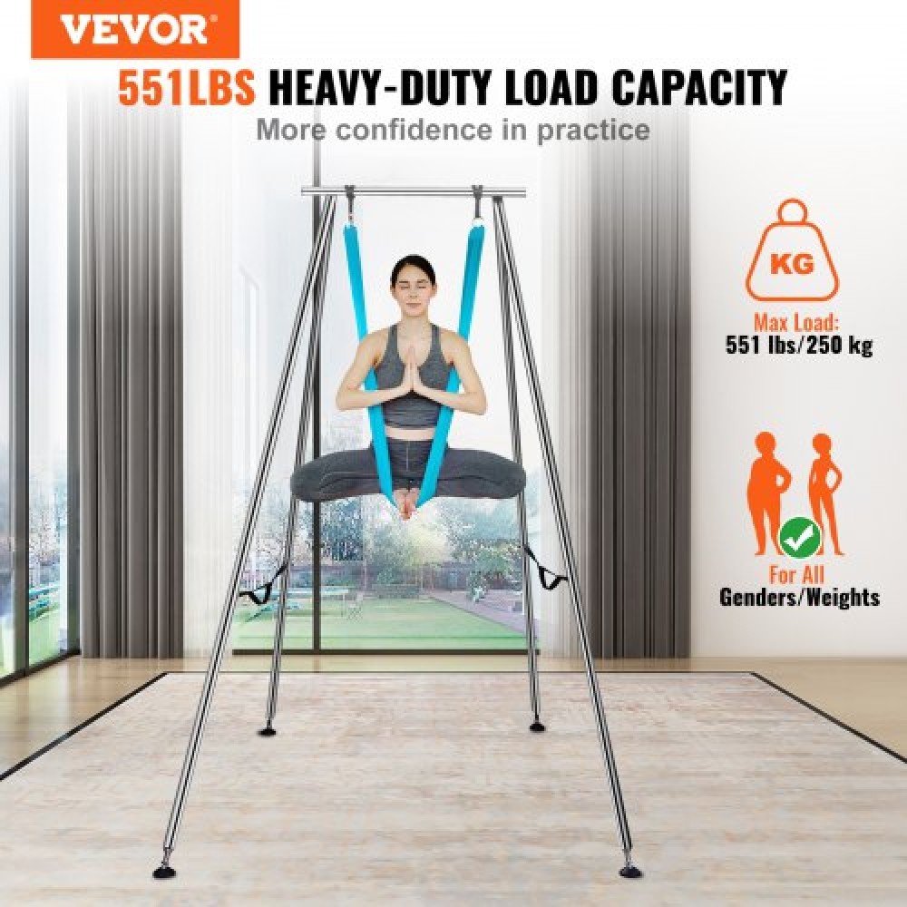 VEVOR Aerial Yoga Frame & Yoga Hammock, Professional Yoga Stand Swing ύψους 9,67 ποδιών, συνοδεύεται από εναέρια αιώρα 13,1 Yards, Μέγιστη χωρητικότητα φορτίου 551,15 lbs Εξέδρα γιόγκα για εσωτερικούς εξωτερικούς χώρους Aerial Yoga, μπλε