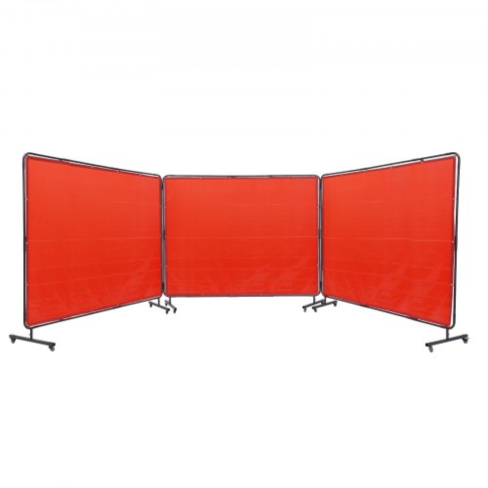Οθόνη συγκόλλησης VEVOR με πλαίσιο, 1,8 x 2,4 m 3 Οθόνες συγκόλλησης πάνελ κουρτίνας, ανθεκτική στη φλόγα οθόνη προστασίας συγκόλλησης βινυλίου σε 12 περιστρεφόμενους τροχούς (6 με δυνατότητα κλειδώματος), κινητά & επαγγελματικά για συνεργείο, κόκκινο