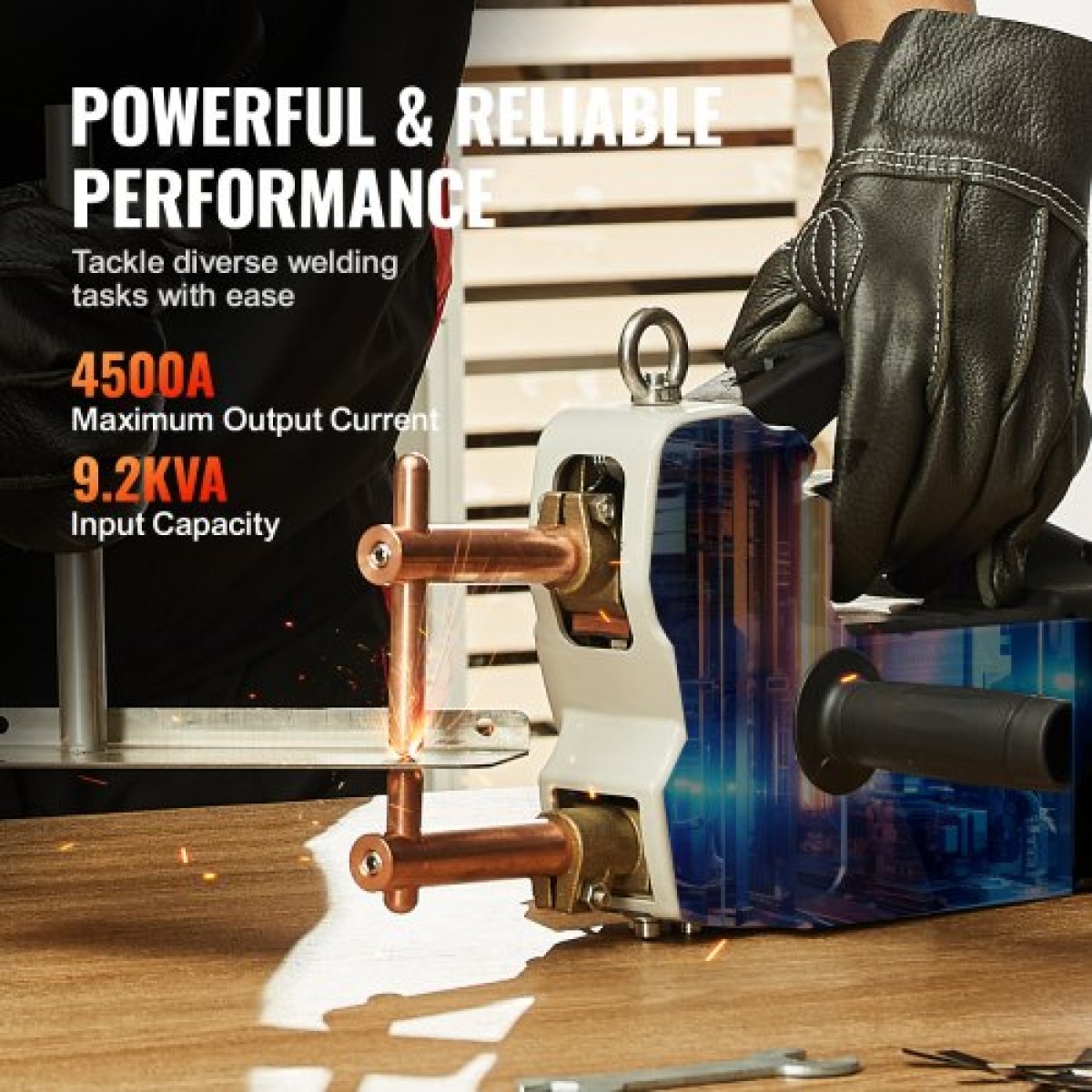Φορητό VEVOR Spot Welder, 4mm Thick Spot Welder Welder with 8,1KVA Input Capacity, 4200A Ηλεκτρικό Μηχάνημα Συγκόλλησης Μεταλλικών Φύλλων Χειροκίνητο πιστόλι συγκόλλησης