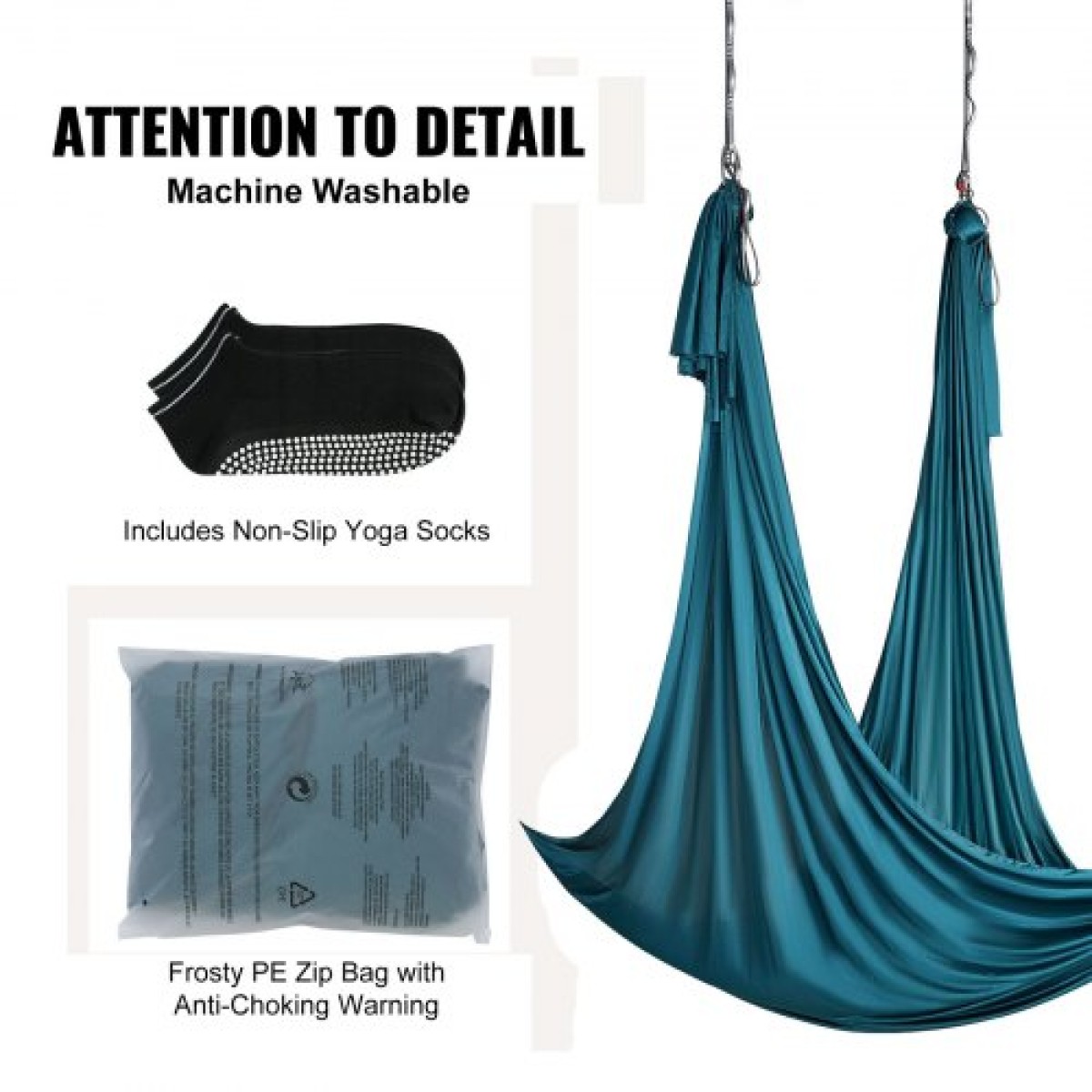 VEVOR Aerial Yoga Hammock & Swing, 5,5 Yards, Aerial Yoga Starter Kit με 100gsm Nylon Fabric, Full Rigging Hardware & Easy Set-up Guide, Antigravity Flying for All Levels Fitness Bodybuilding, Green