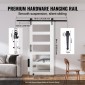 VEVOR Barn Door and Hardware Kit, 42" x 84" Ξύλινη και γυάλινη συρόμενη πόρτα αχυρώνα, ομαλά και αθόρυβα, κιτ αχυρώνας με οδηγό δαπέδου 8 σε 1 και λαβή πόρτας, πλάκα από ξύλο ελάτης και παγωμένο γυαλί